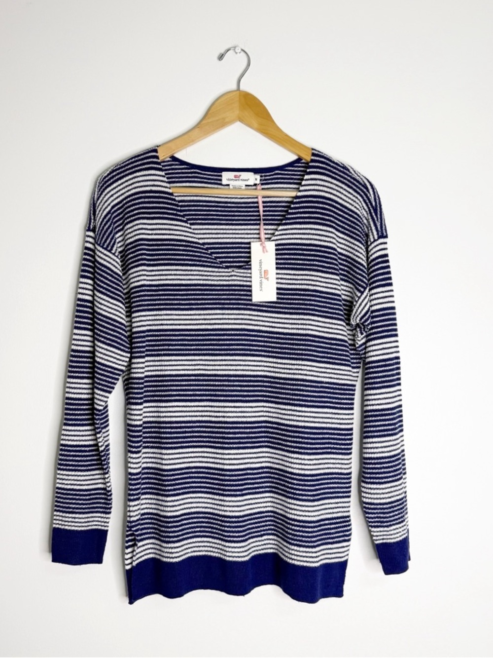 Vineyard Vines Newport Linen Striped V-Neck Sweater Medium NWT